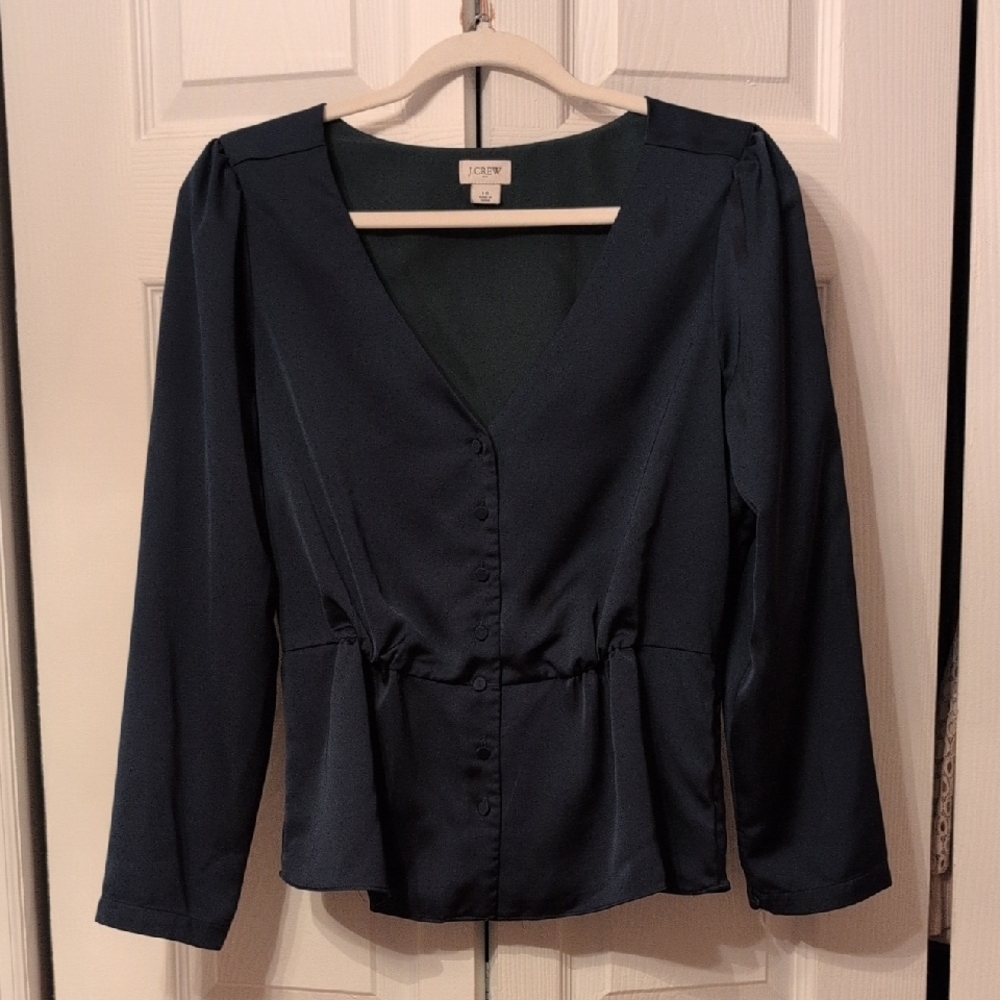 J. Crew Navy Button-Up Blouse